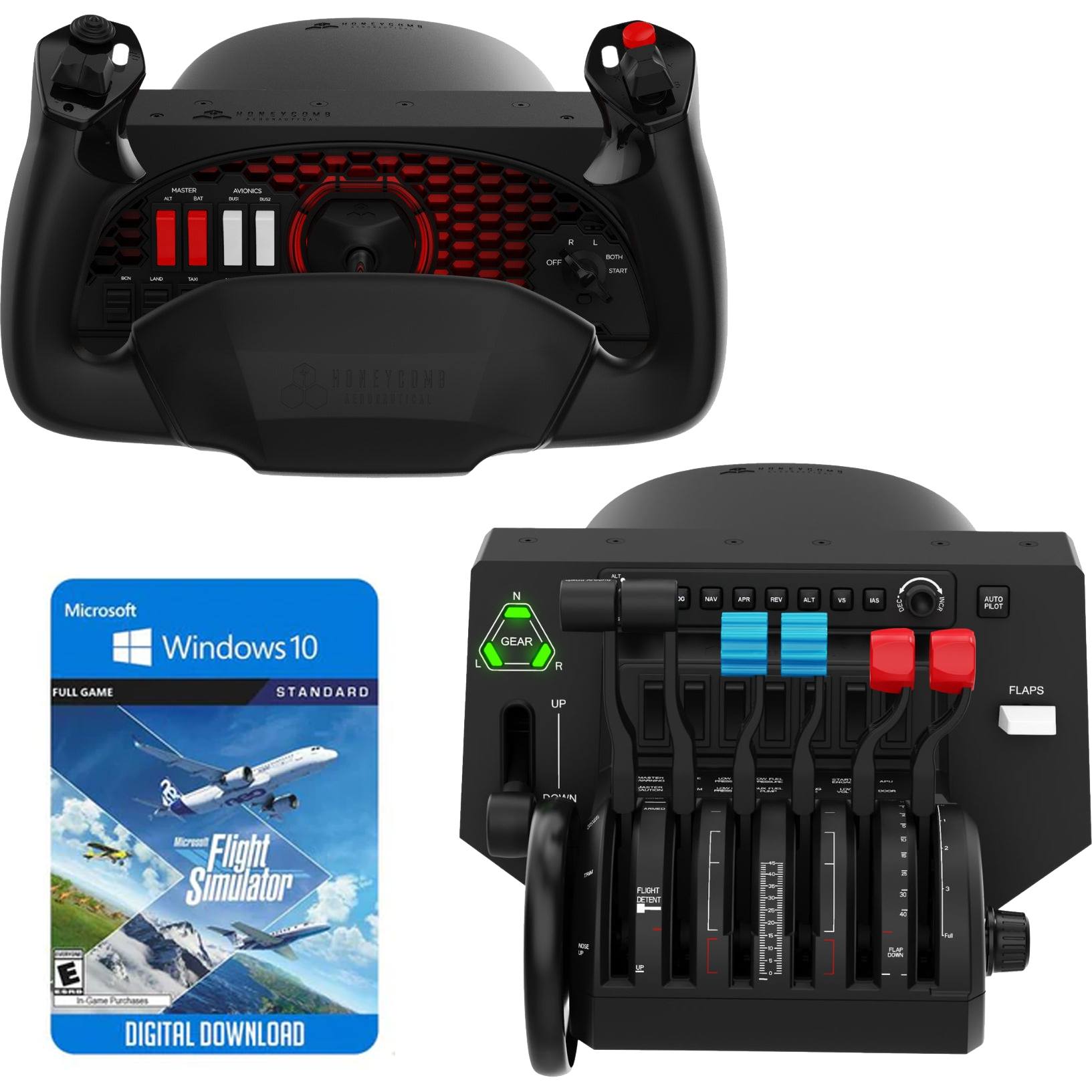  Honeycomb Aeronautical Alpha Flight Controls Yoke & Switch  Panel in aviation quality for flight simulators, Universal control system  for simmers, student pilots and pilots