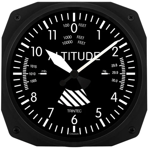 Trintec 10" Classic Altimeter Instrument Style Clock