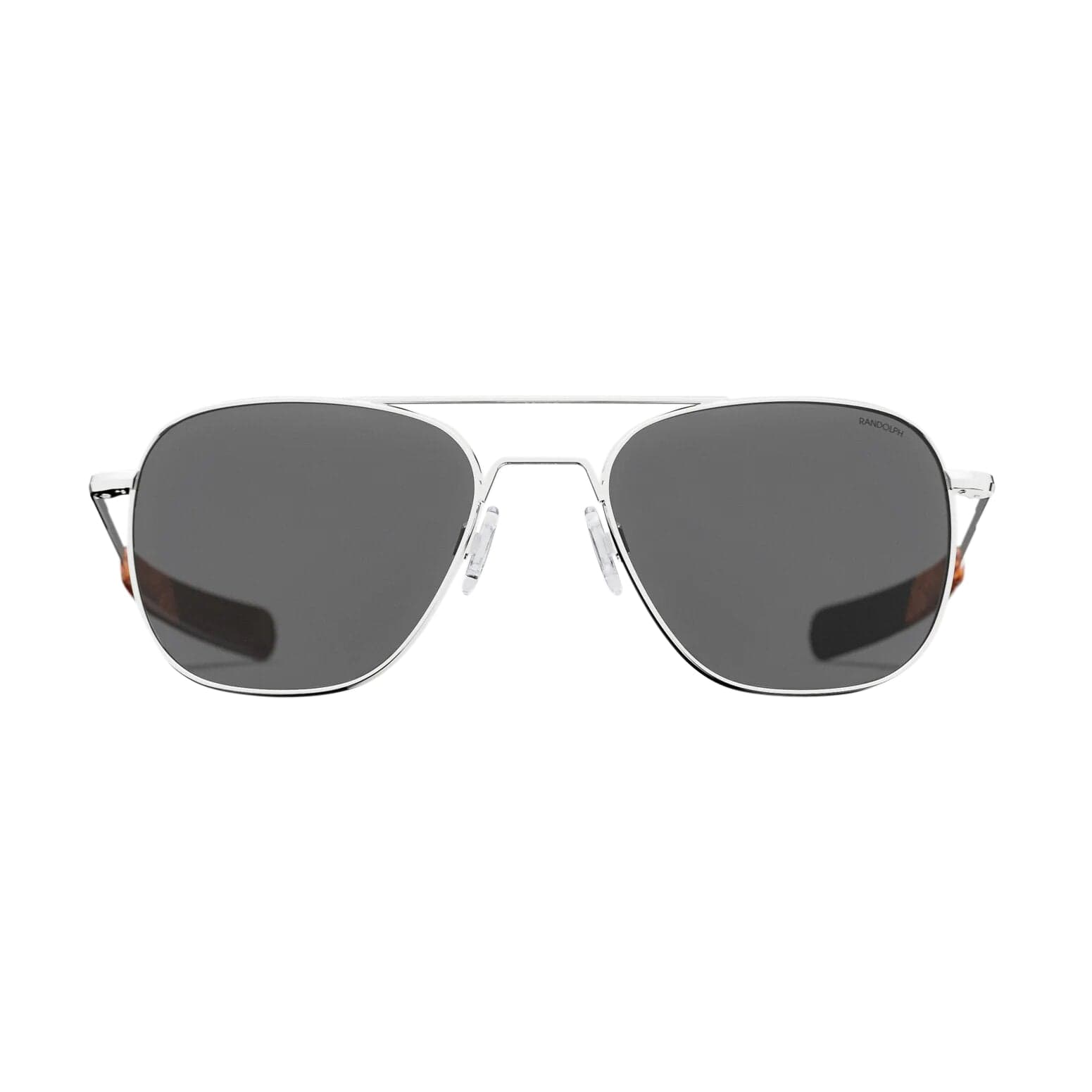 Randolph Aviator 23K White Gold E.P. Bayonet Gloss Black / Cabin Oak Skyforce Nylon Non-Polarized American Gray