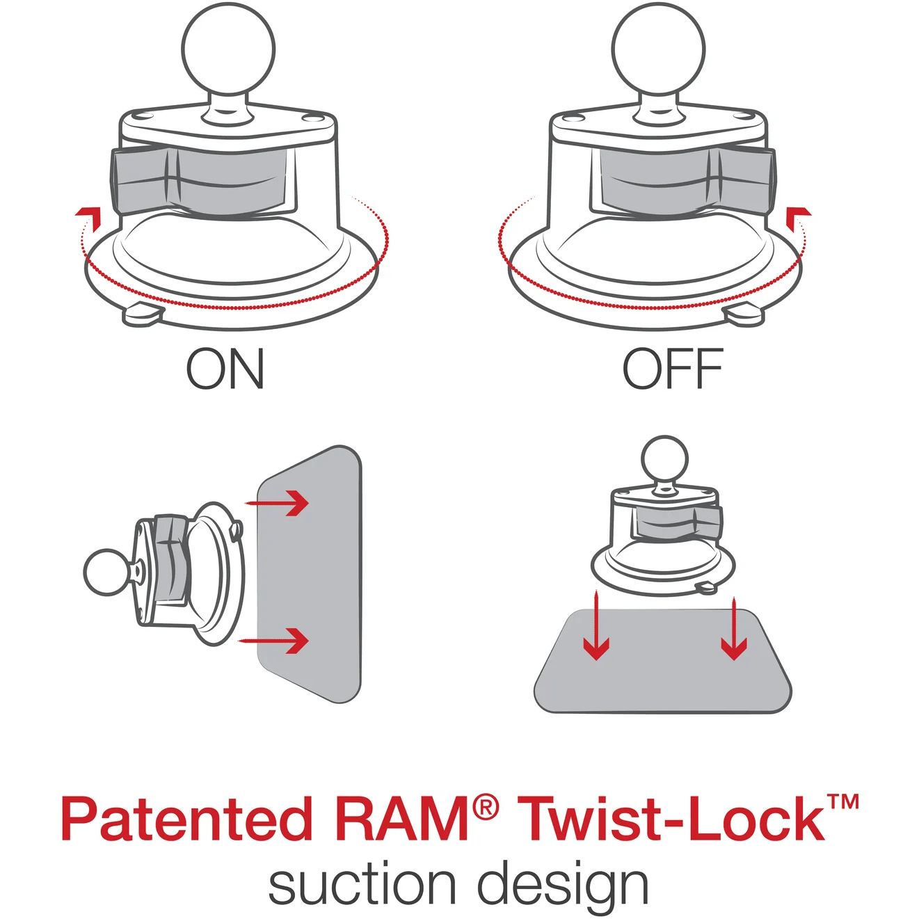 RAM Twist-Lock Suction Cup Base with Ball RAM-B-224-1U