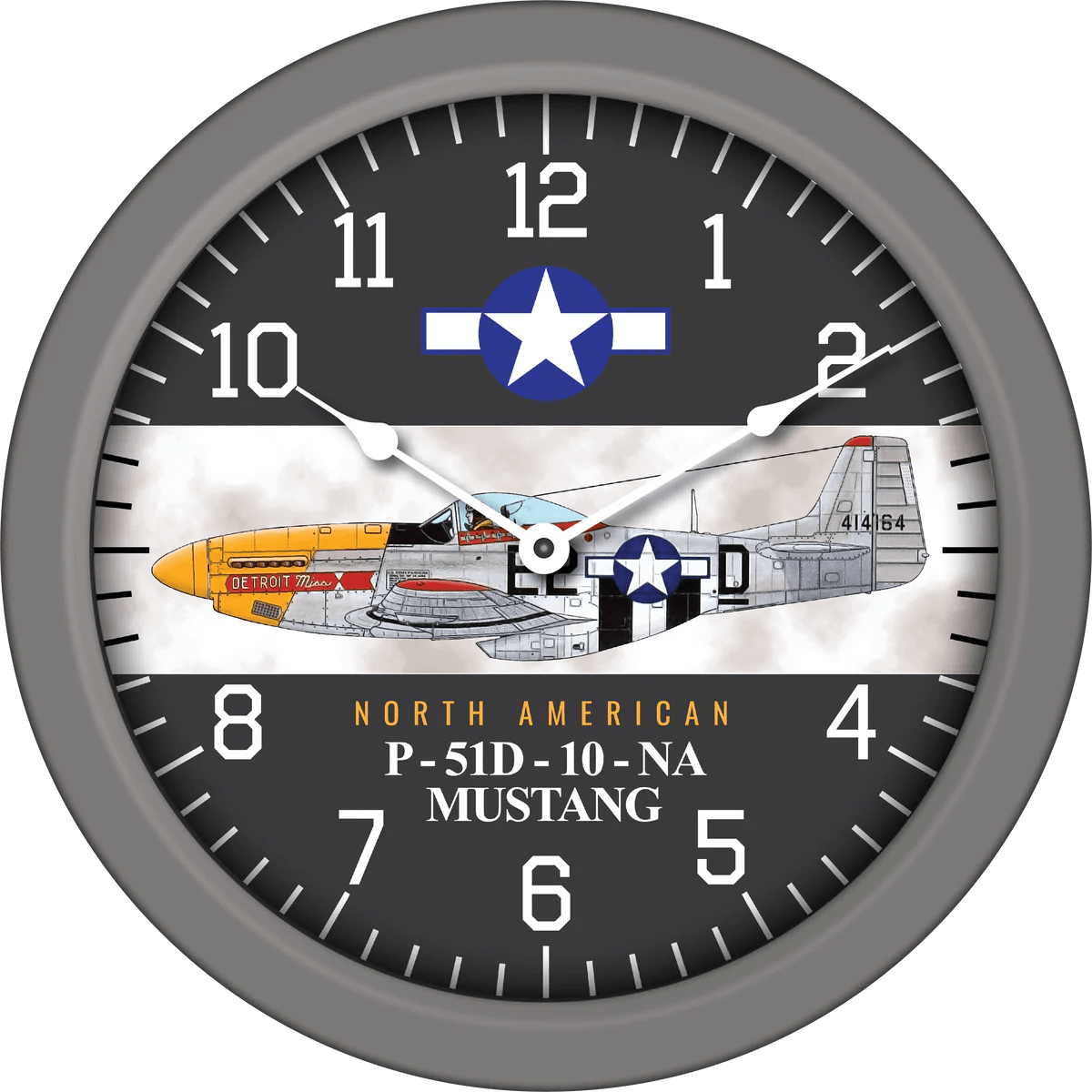 Trintec 14" WWII Aircraft Wall Clock - Mustang P-51D-10-NA