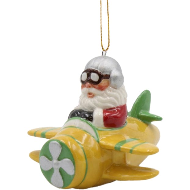 Cosmos Gifts Santa Ornament - Yellow Airplane