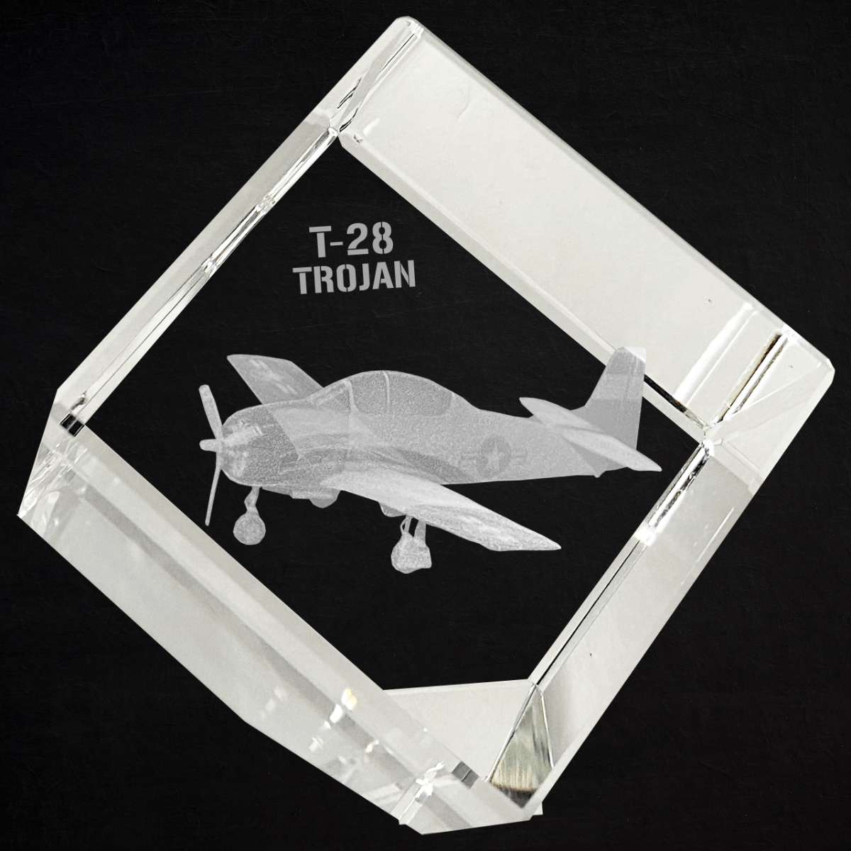 Etched Memory T-28 Trojan 3D Diamond Cube