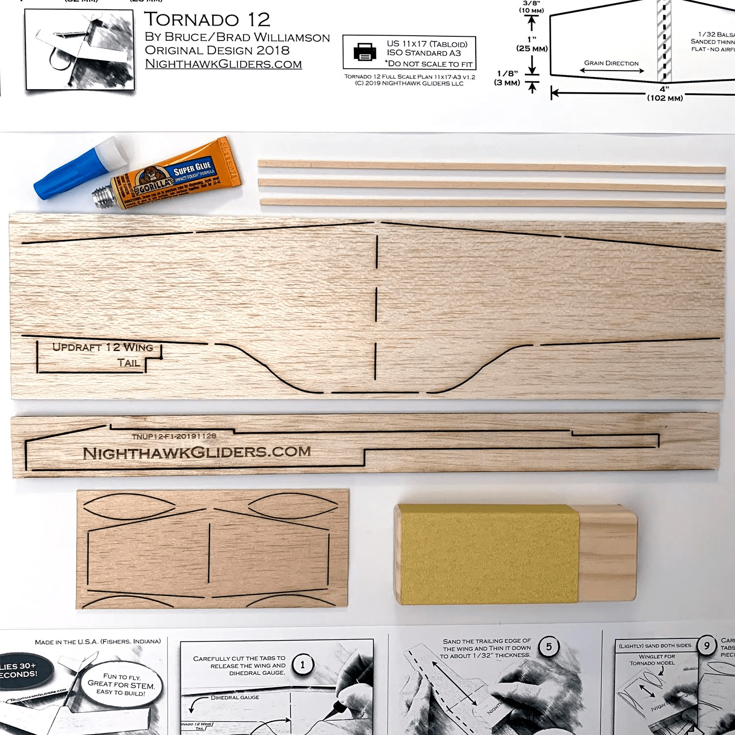 Powerup 4.0 + Balsa Wood Kit - Smartphone Controlled Paper Airplane