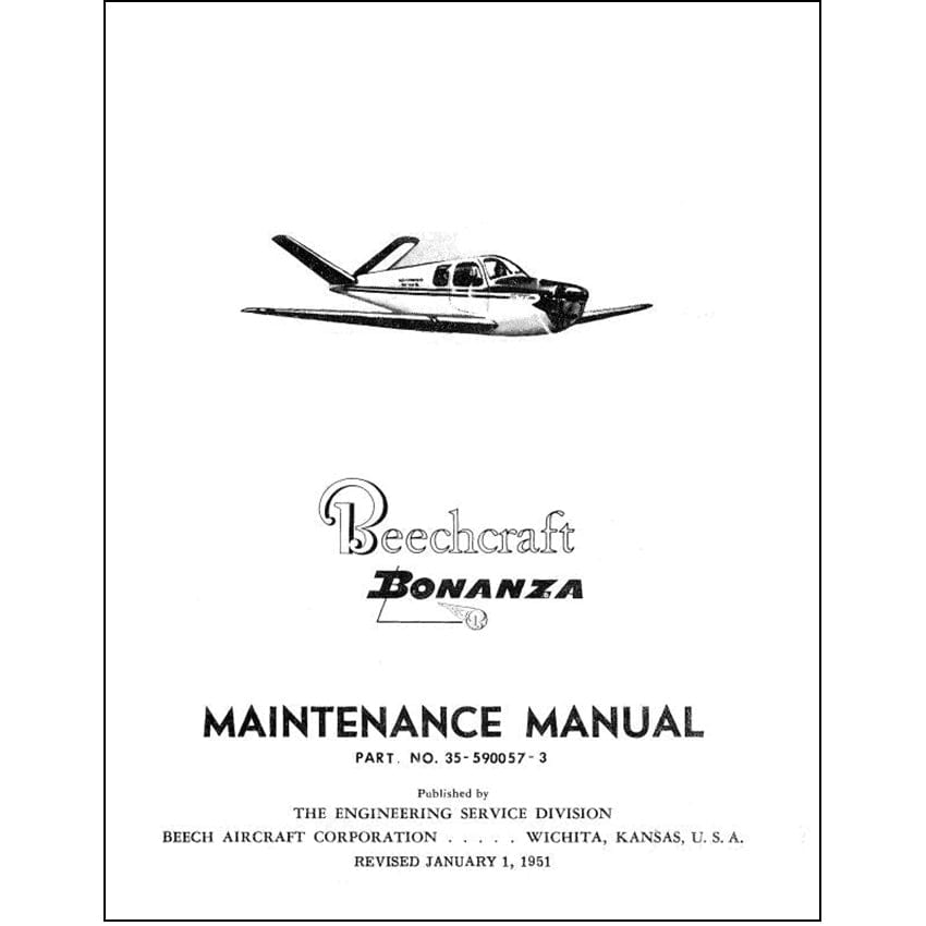 Essco Aircraft Aircraft Manual Beech 35 Maintenance Manual 1951 (BE35-51-M-C)