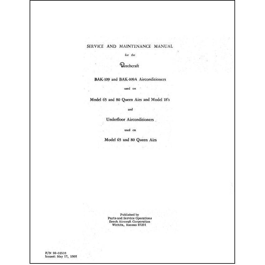 Essco Aircraft Aircraft Manual Beech Queen Air 65,80,& Model 18 Maintenance Manual (98-32516)