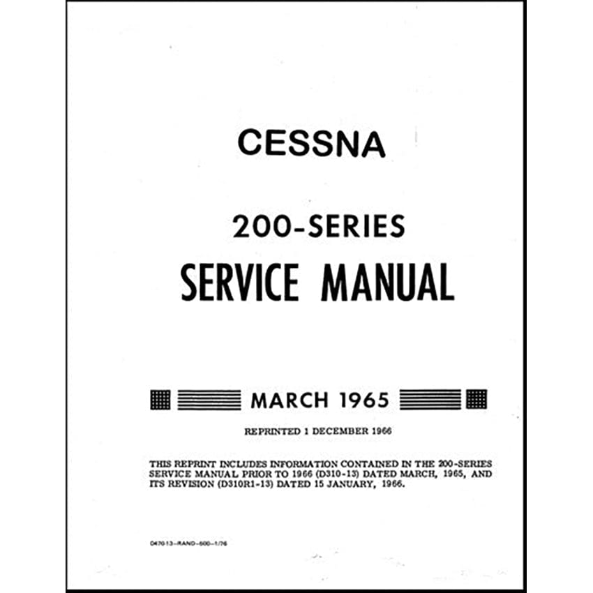 Essco Aircraft Aircraft Manual Cessna 200 Series 1960-65 Maintenance Manual