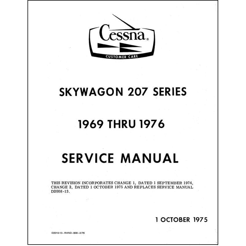 Essco Aircraft Aircraft Manual Cessna 207 Skywagon Series 1969-76 Maintenance Manual