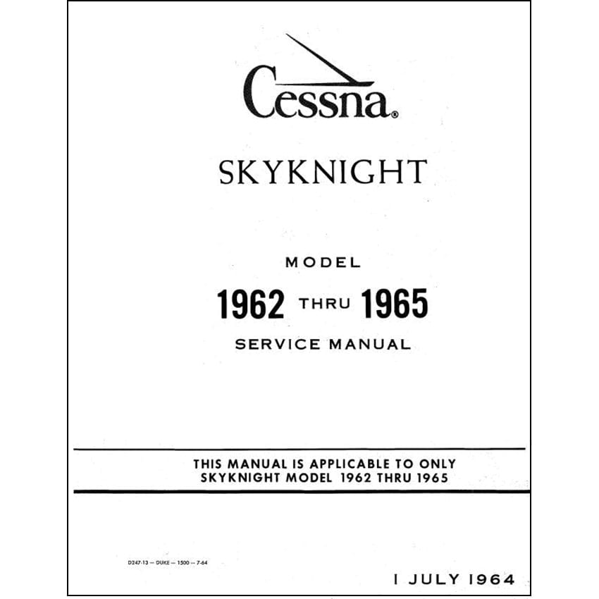 Essco Aircraft Aircraft Manual Cessna 320 Skyknight 1962-65 Maintenance Manual