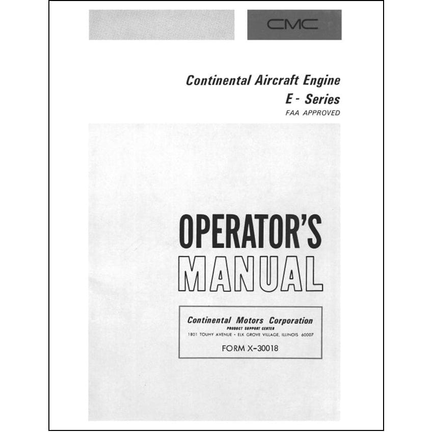 Essco Aircraft Aircraft Manual Continental E-165, E-185, E-225 Series Operator's Manual (X-30018)