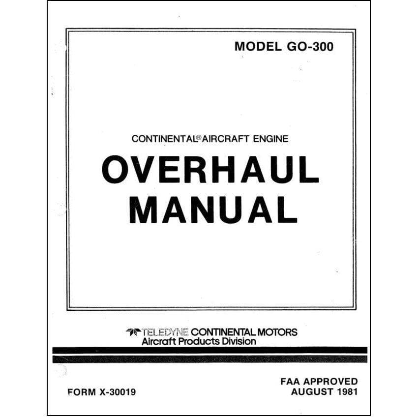 Essco Aircraft Aircraft Manual Continental GO-300 1981 Overhaul Manual (X-30019)