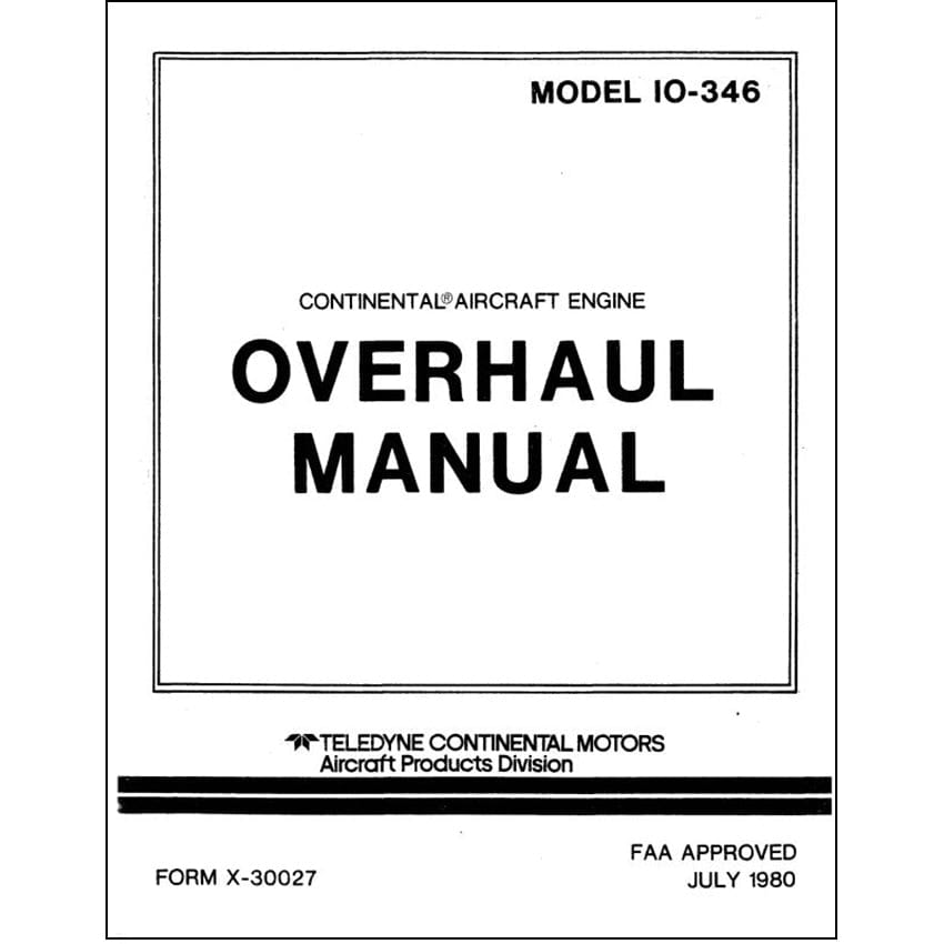 Essco Aircraft Aircraft Manual Continental IO-346-A Engine Overhaul Manual (COIO346A-64OHC)