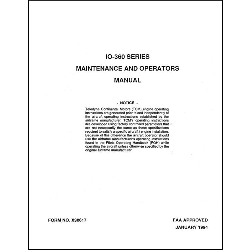 Essco Aircraft Aircraft Manual Continental IO-360 Series 1994 Operators & Maintenance (X30617)