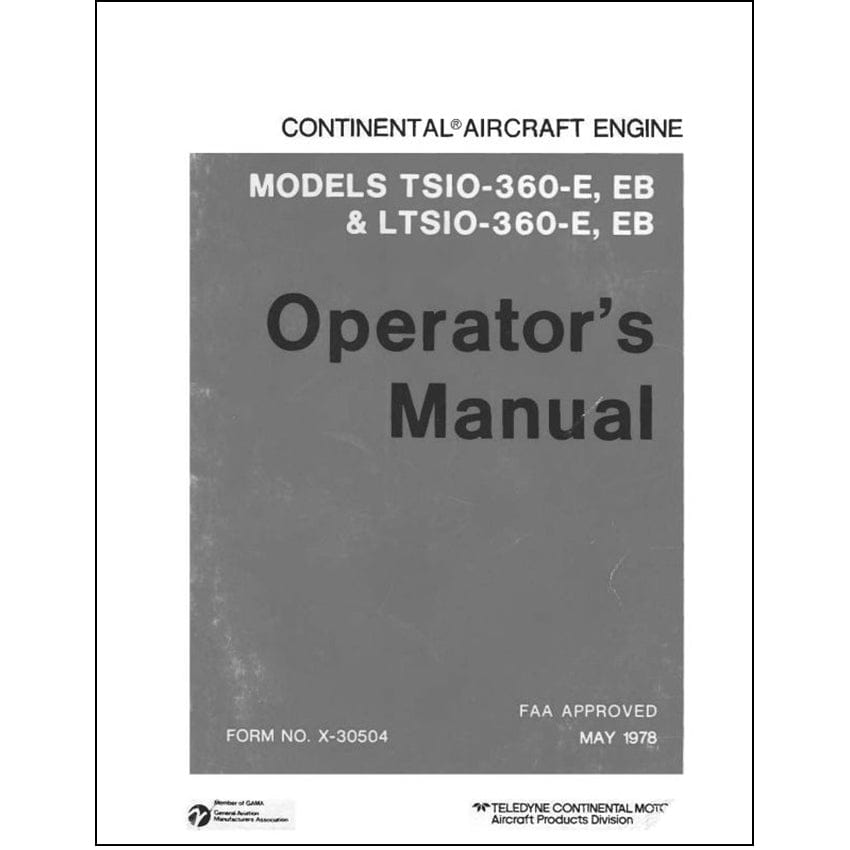 Essco Aircraft Aircraft Manual Continental TSIO360 & LTSIO360 Series 1977 Operator's Manual (X-30504)