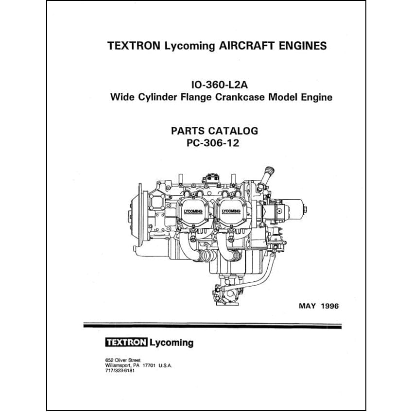 Essco Aircraft Aircraft Manual Lycoming IO-360-L2A 1996 Parts Catalog PC-306-12A (PC-306-12A)