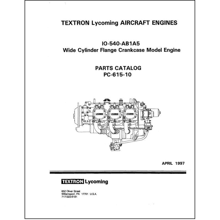 Essco Aircraft Aircraft Manual Lycoming IO-540- AB1A5 Parts Catalog PC-615-10A (PC-615-10A)