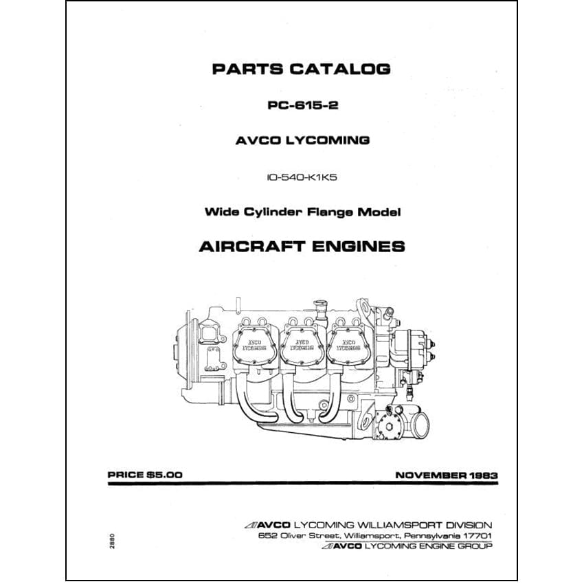 Essco Aircraft Aircraft Manual Lycoming IO-540-K1K5 1983 Parts Catalog PC-615-2 (PC-615-2)