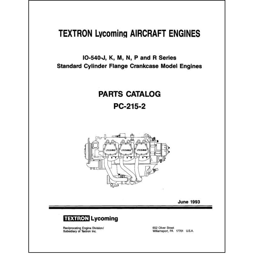 Essco Aircraft Aircraft Manual Lycoming IO-540J, K, N, P, R, S 1993 Parts Catalog PC-215-2 (PC-215-2)