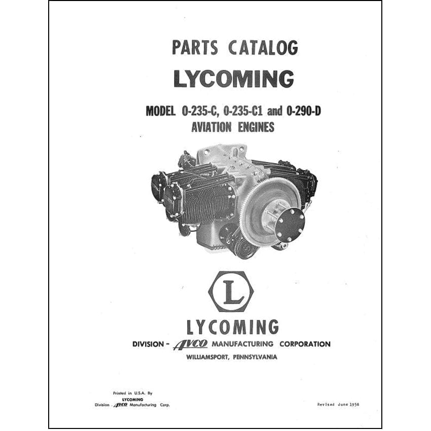 Essco Aircraft Aircraft Manual Lycoming O-235-C, C1 & O-290D Parts Catalog (LYO235C,C1,D-P)