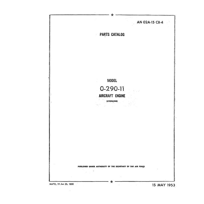 Essco Aircraft Aircraft Manual Lycoming O-290-11 Illustrated Parts Catalog 1953 (02A-15 CB-4)