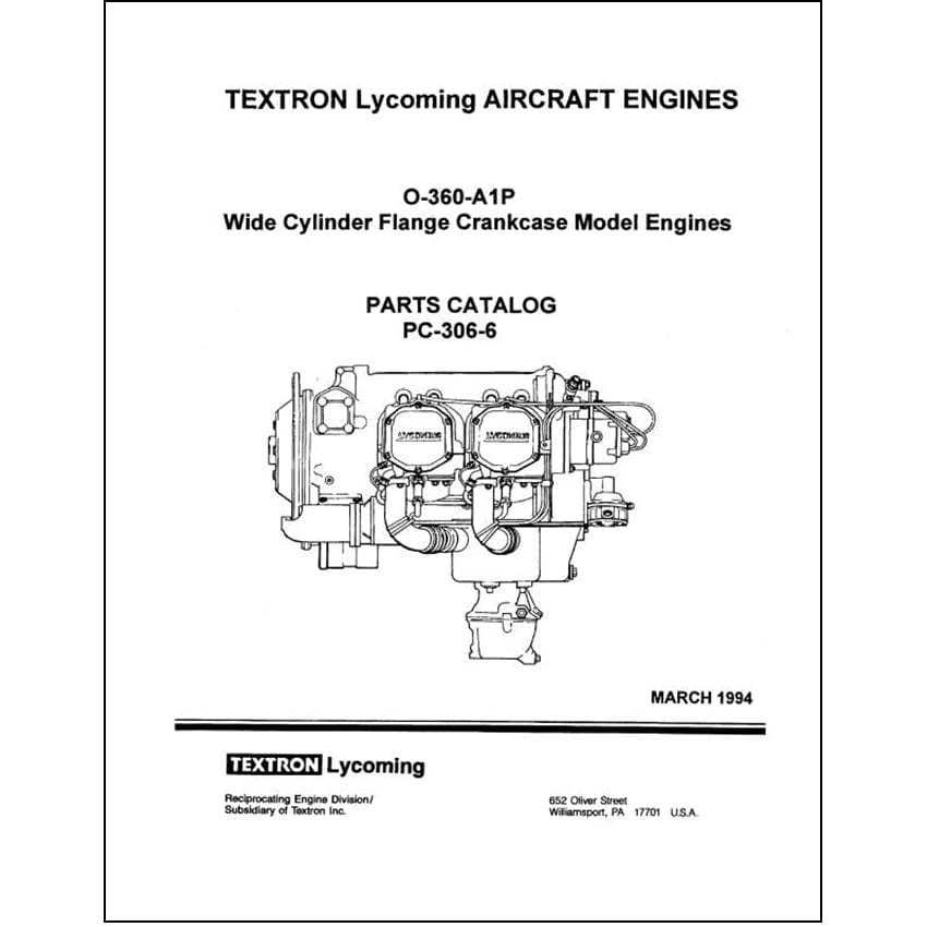 Essco Aircraft Aircraft Manual Lycoming O-360-A1P 1994 Parts Catalog PC-306-6 (PC-306-6)