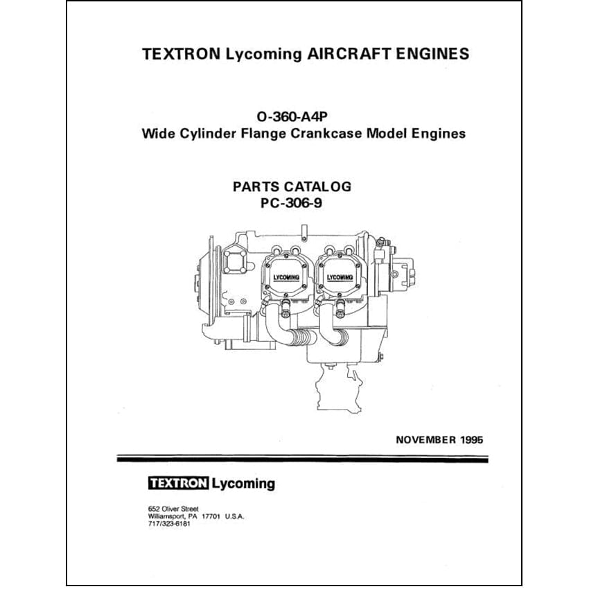 Essco Aircraft Aircraft Manual Lycoming O-360-A4P 1995 Parts Catalog PC-306-9 (PC-306-9)