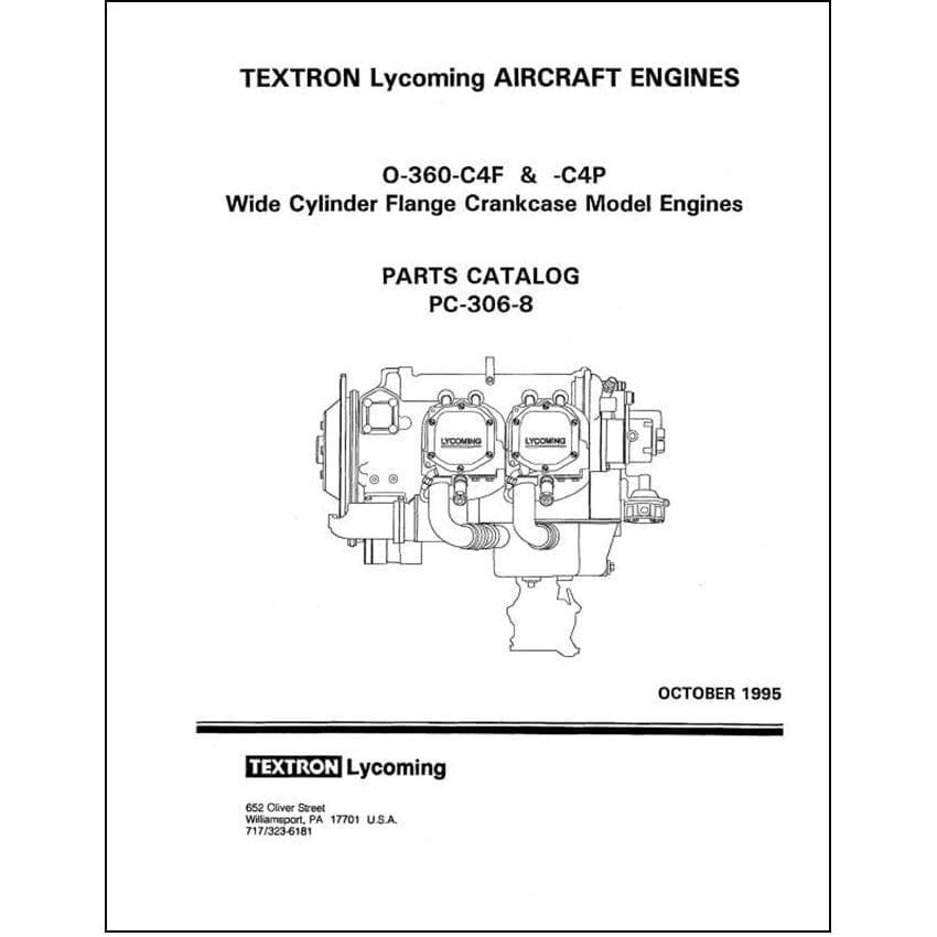 Essco Aircraft Aircraft Manual Lycoming O-360-C4F,-C4P 1995 Parts Catalog PC-306-8 (PC-306-8)