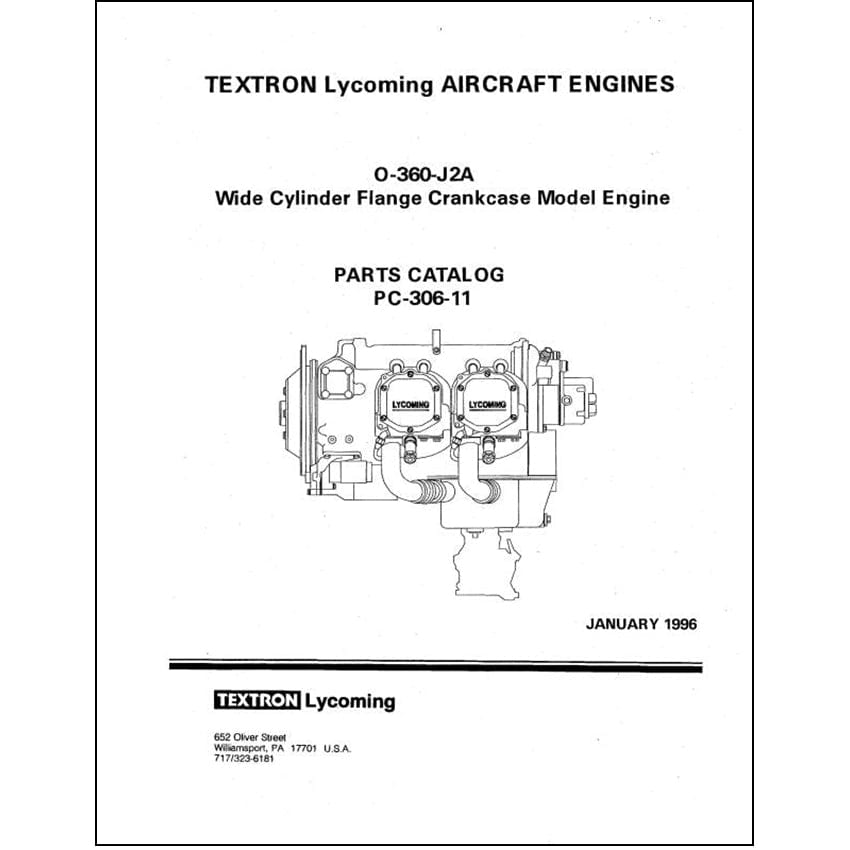 Essco Aircraft Aircraft Manual Lycoming O-360-J2A 1996 Parts Catalog PC-306-11 (PC-306-11)