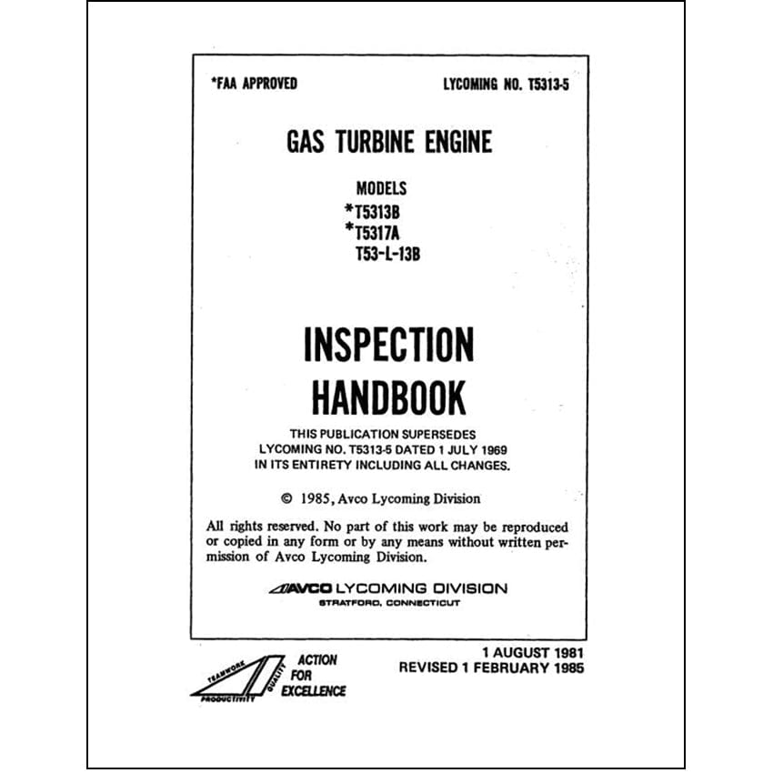 Essco Aircraft Aircraft Manual Lycoming T53-13B, T53-L-13B Inspection Handbook (T5313-5)