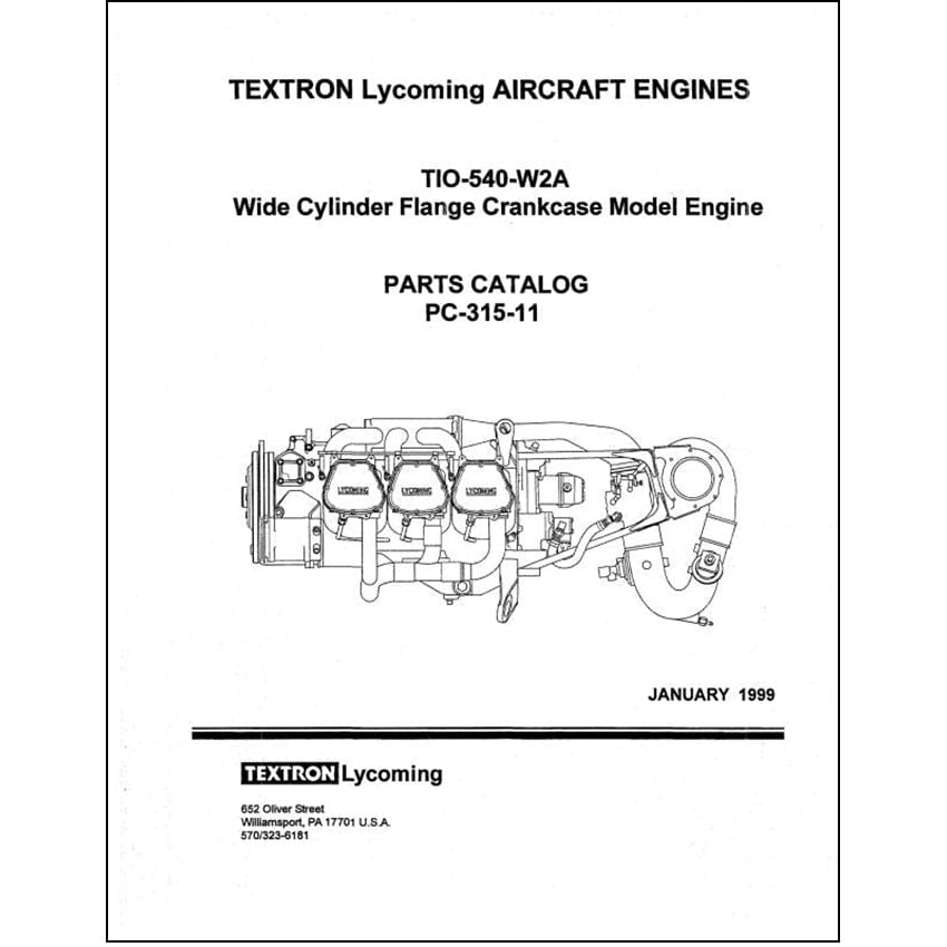 Essco Aircraft Aircraft Manual Lycoming TIO-540-W2A 1999 Parts Catalog PC-315-11 (PC-315-11)