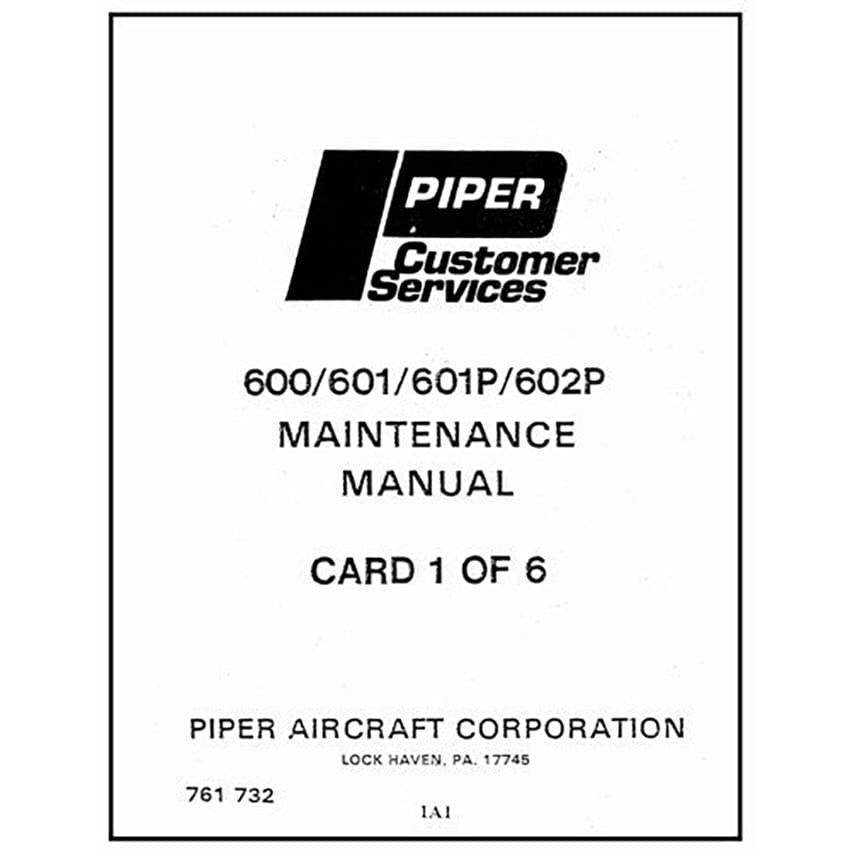 Essco Aircraft Aircraft Manual Piper 600,601,601P,602P 1981 Maintenance Manual (761-732)