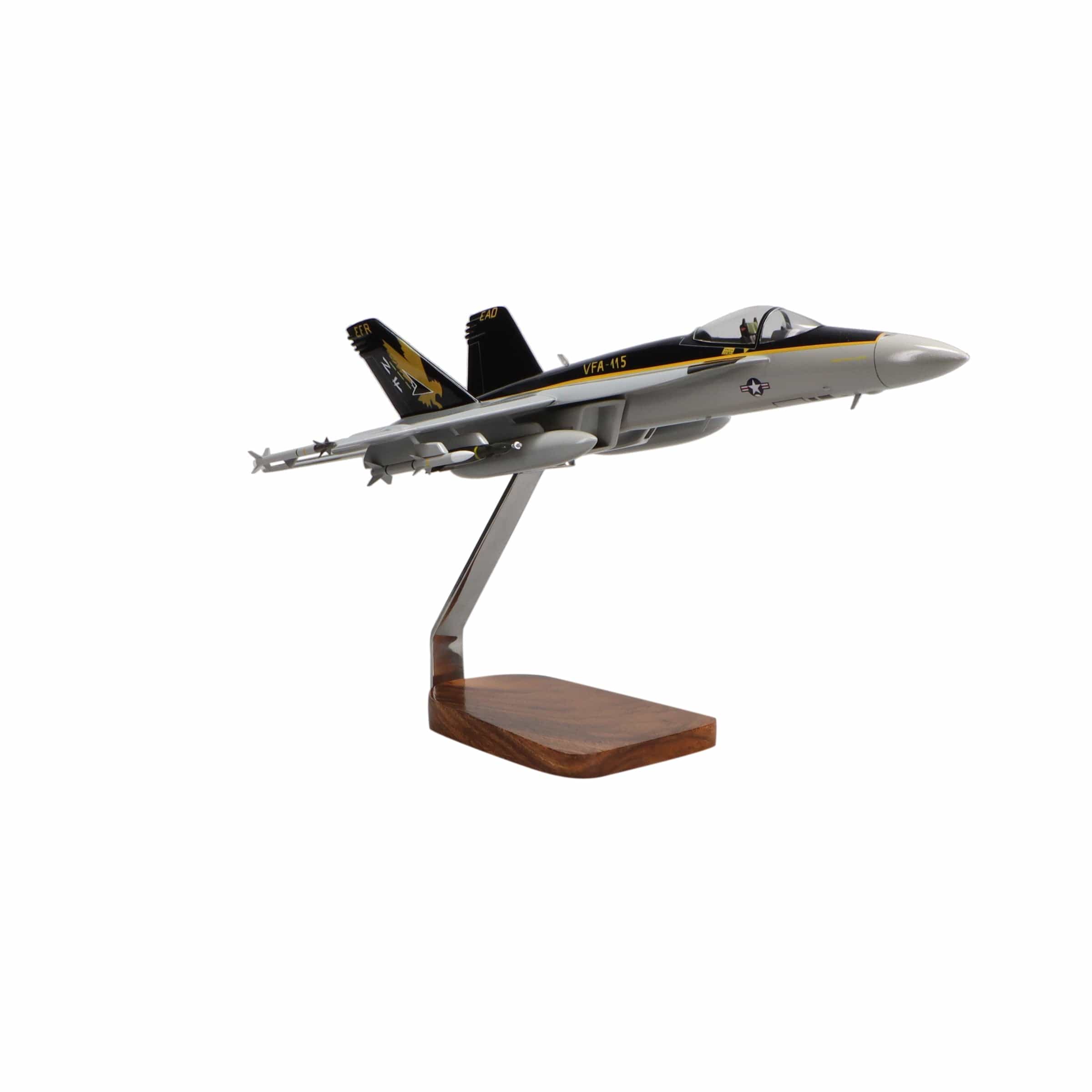 High Flying Models Aircraft Models McDonnell Douglas F/A-18E Super Hornet w/Armaments Clear Canopy Large Mahogany Model