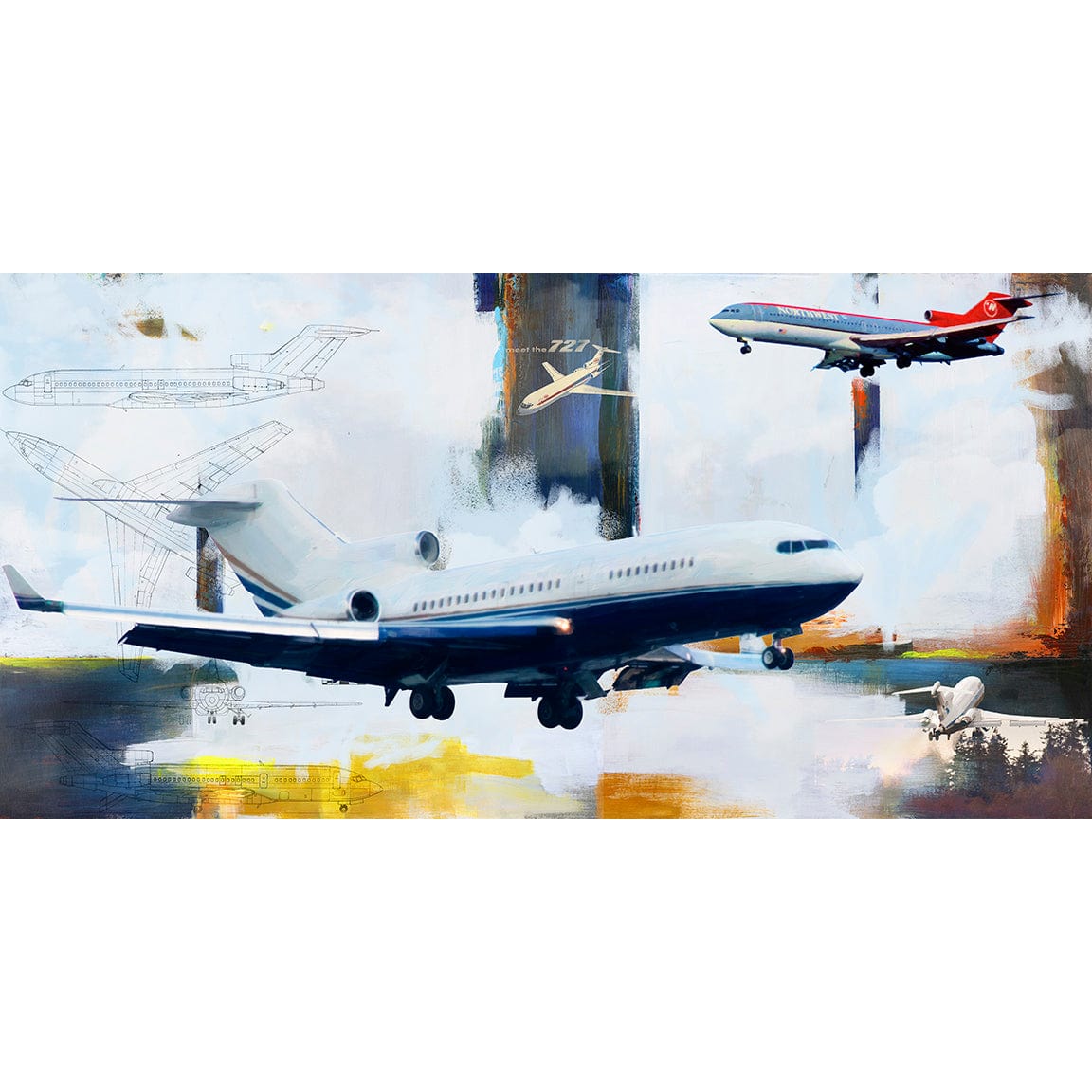 Frank Martin Artwork & Prints 48x24 / Paper The Boeing 727 No. 1 Frank Martin Print