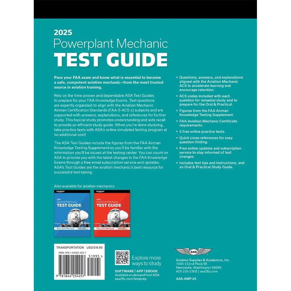 ASA Aviation Maintenance Technician ASA 2025 AMT Powerplant Test Guide Book