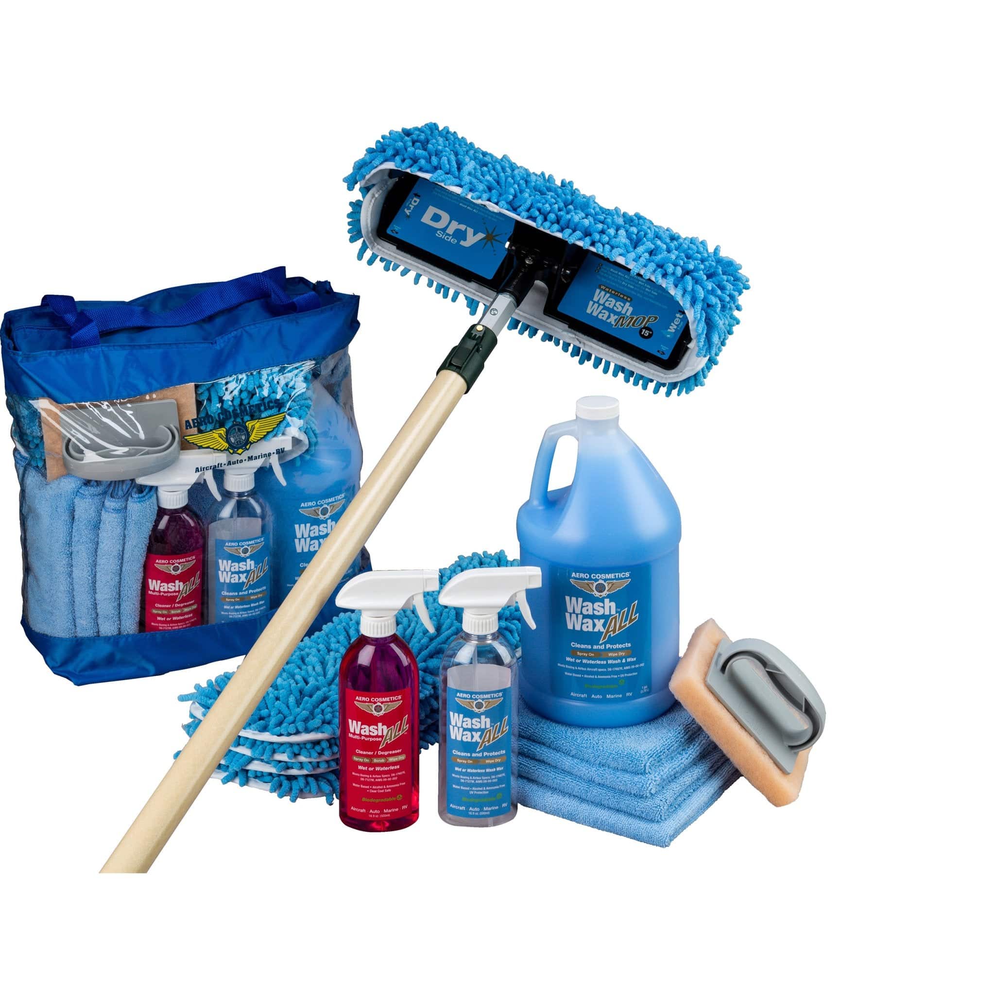 Wash Wax ALL Cleaning & Polishing Wash Wax ALL Waterless Mop Kit w/ Fiberglass Pole (4'2" and 7'8")