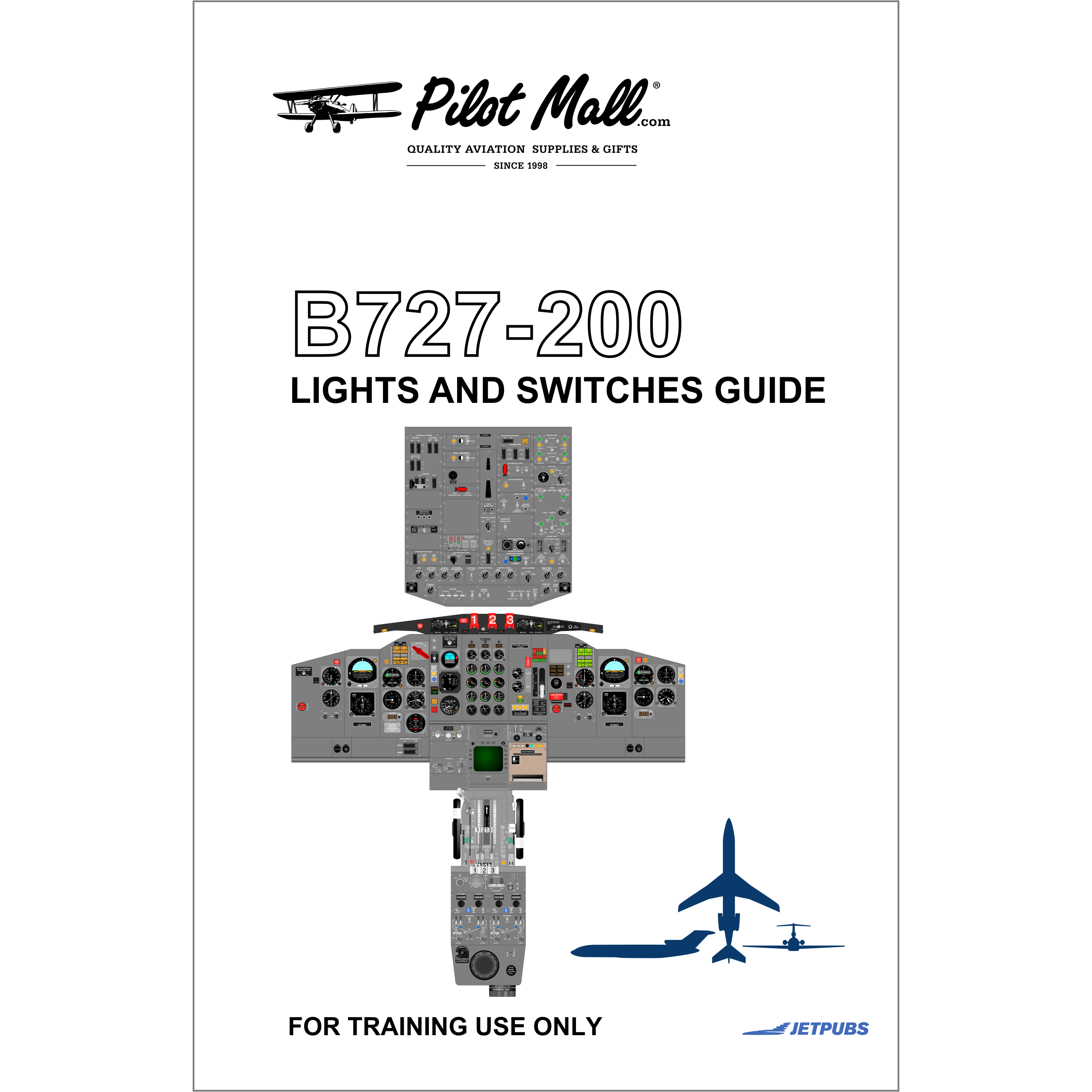 JETPUBS Cockpit Poster Boeing 727-200 Lights and Switches Guides