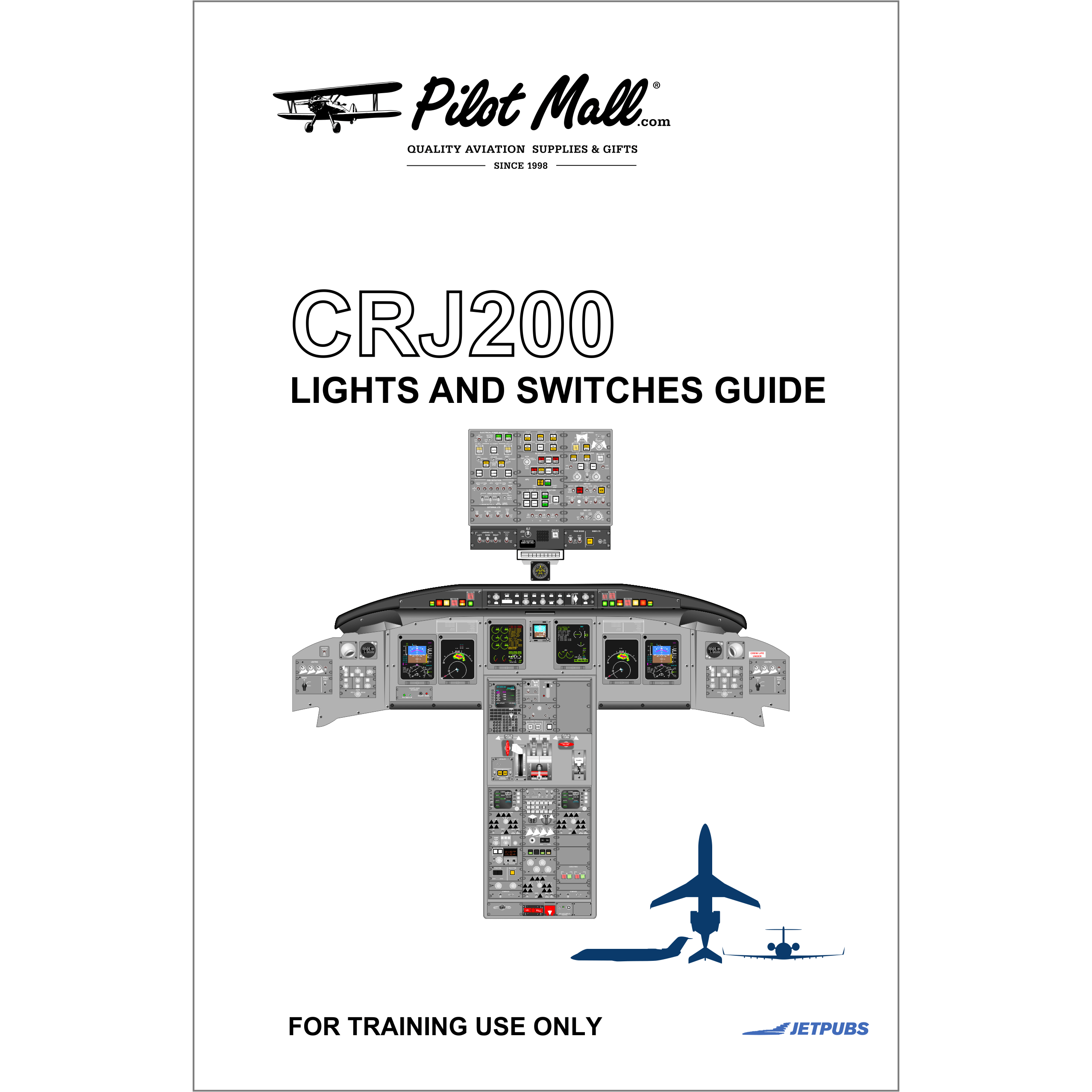 JETPUBS Cockpit Poster Bombardier CRJ 200 Lights and Switches Guides