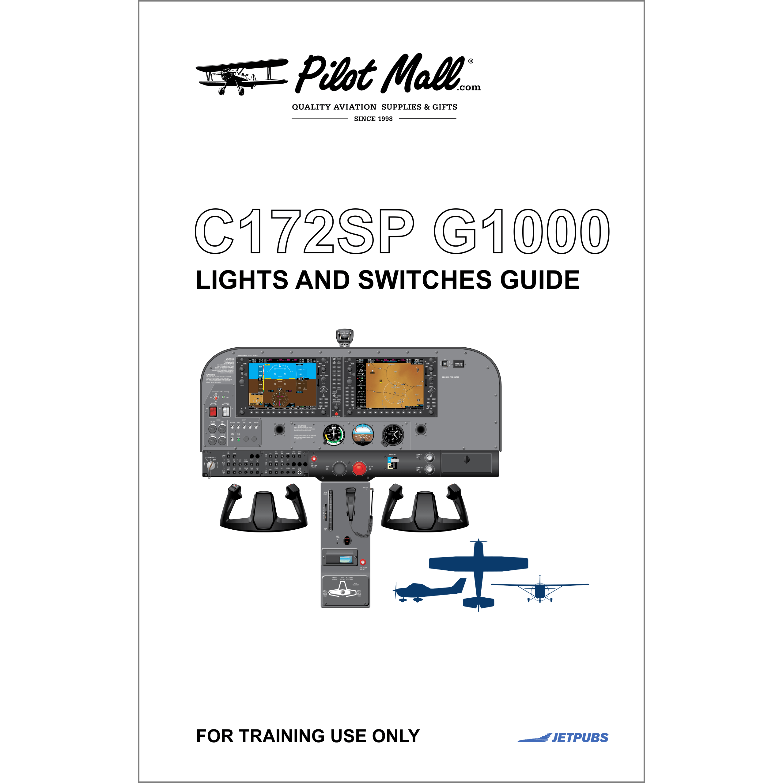 JETPUBS Cockpit Poster Cessna CE172SP G1000 Lights and Switches Guides