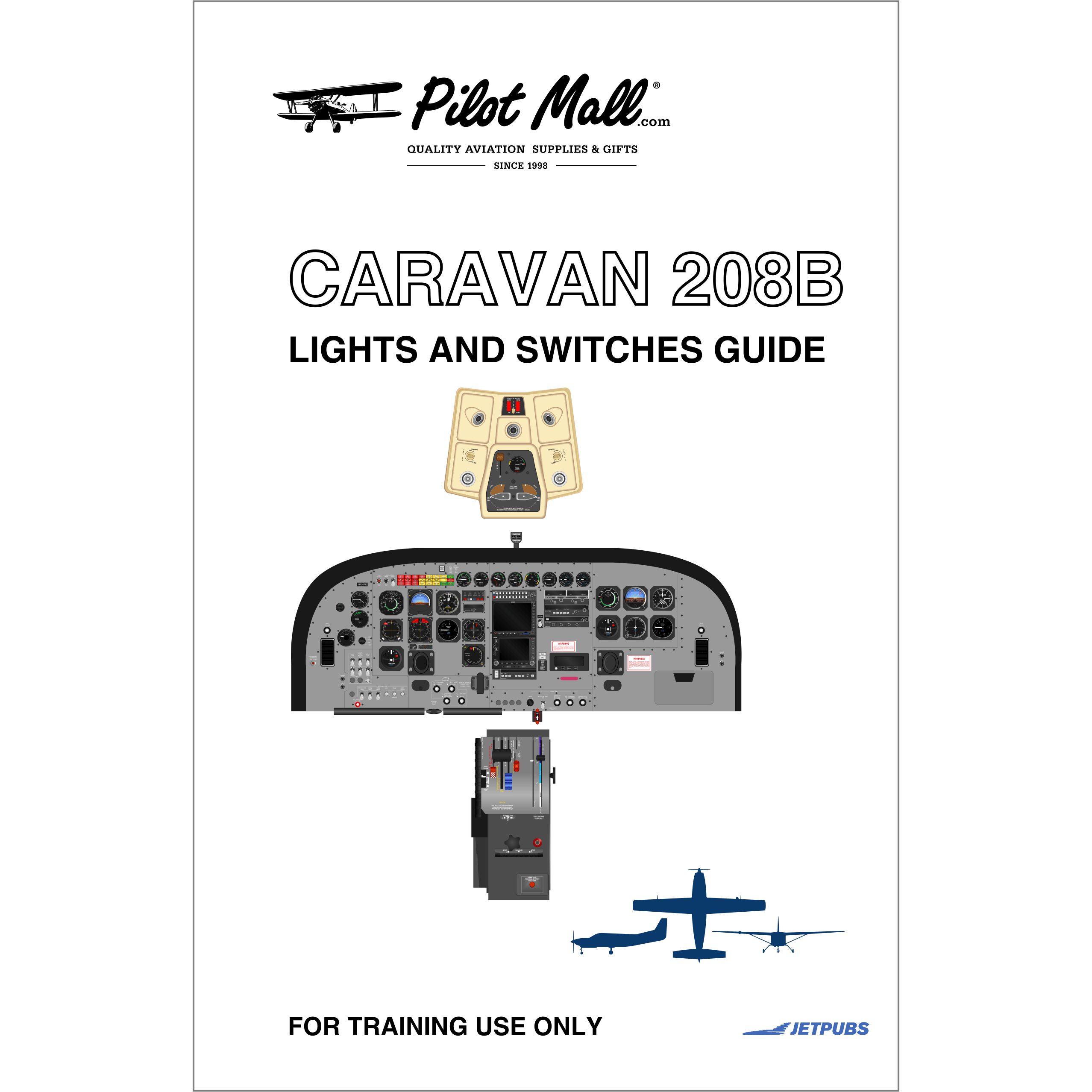 JETPUBS Cockpit Poster Cessna CE208B Grand Caravan Lights and Switches Guides