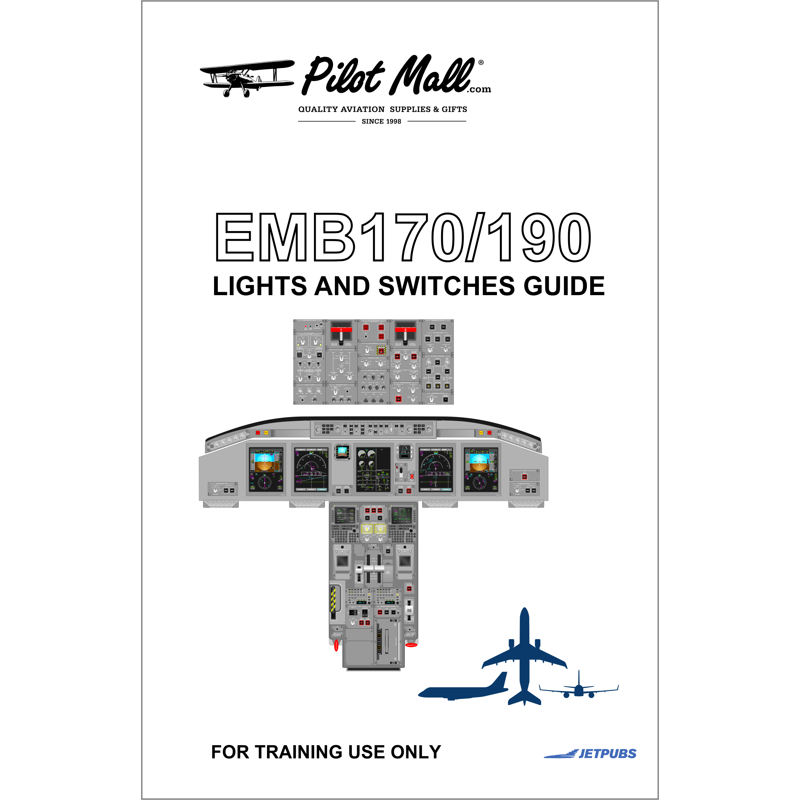 JETPUBS Cockpit Poster Embraer E170/E190 Lights and Switches Guides