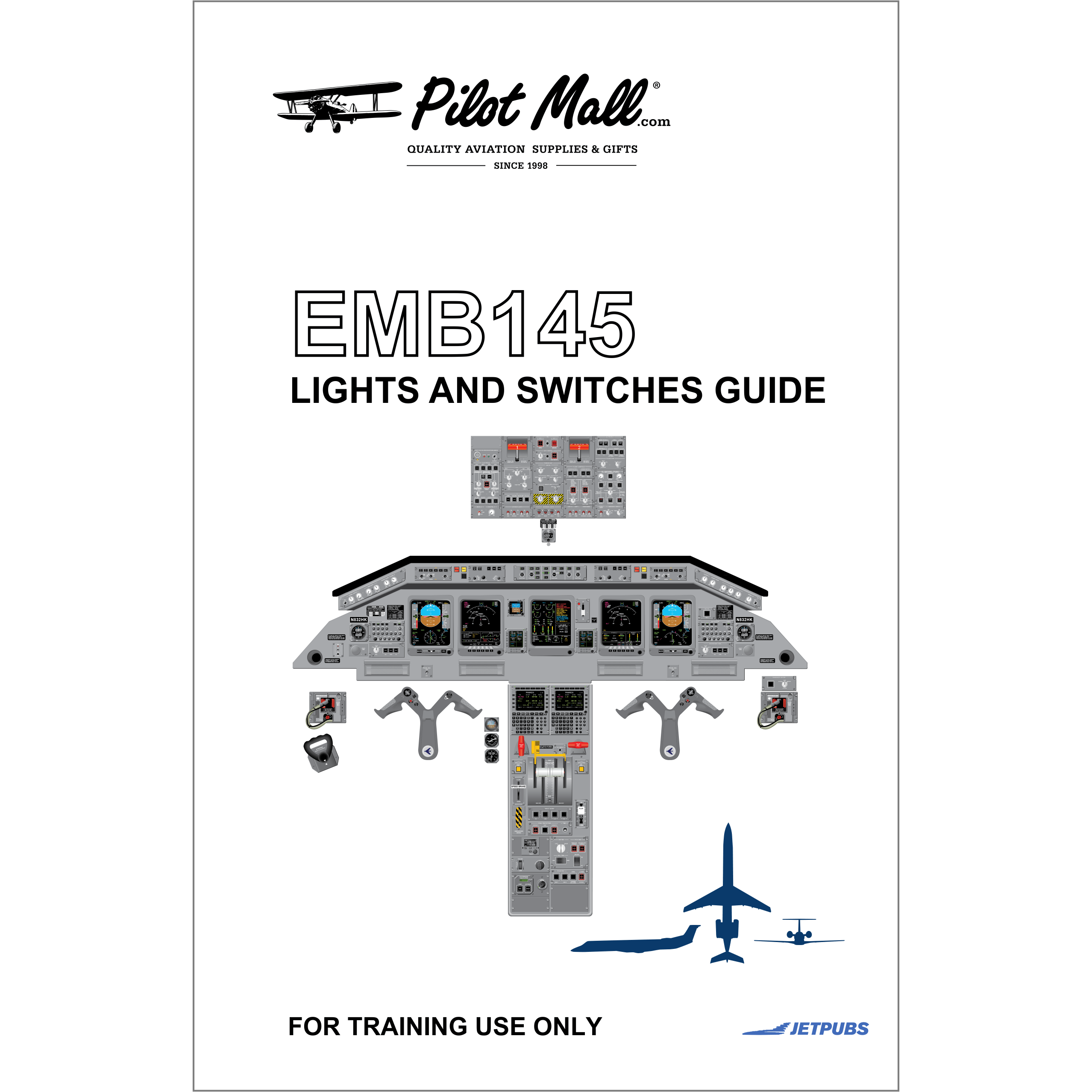 JETPUBS Cockpit Poster Embraer ERJ 145 Lights and Switches Guides