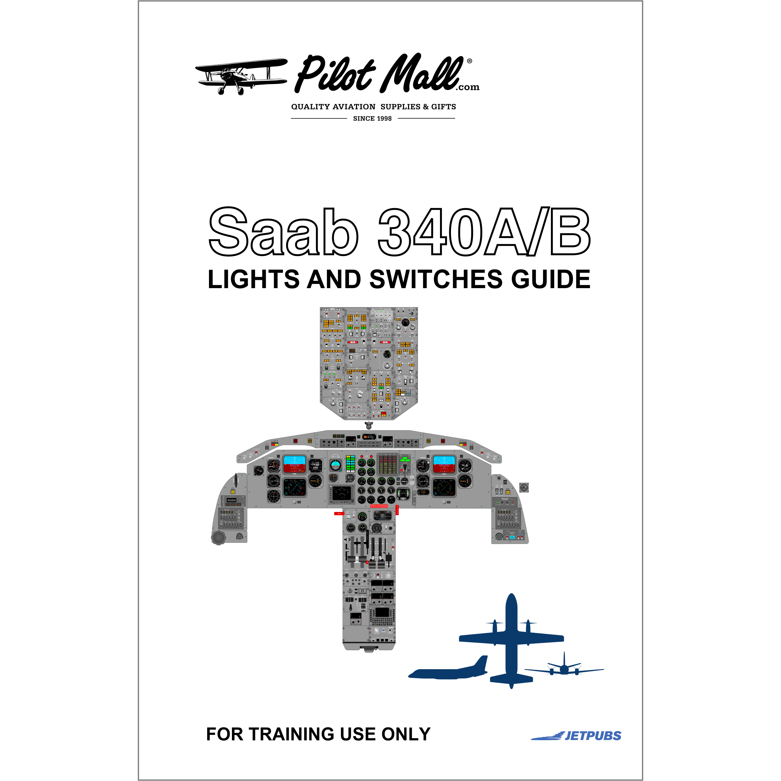 JETPUBS Cockpit Poster Saab 340 A/B Lights and Switches Guides