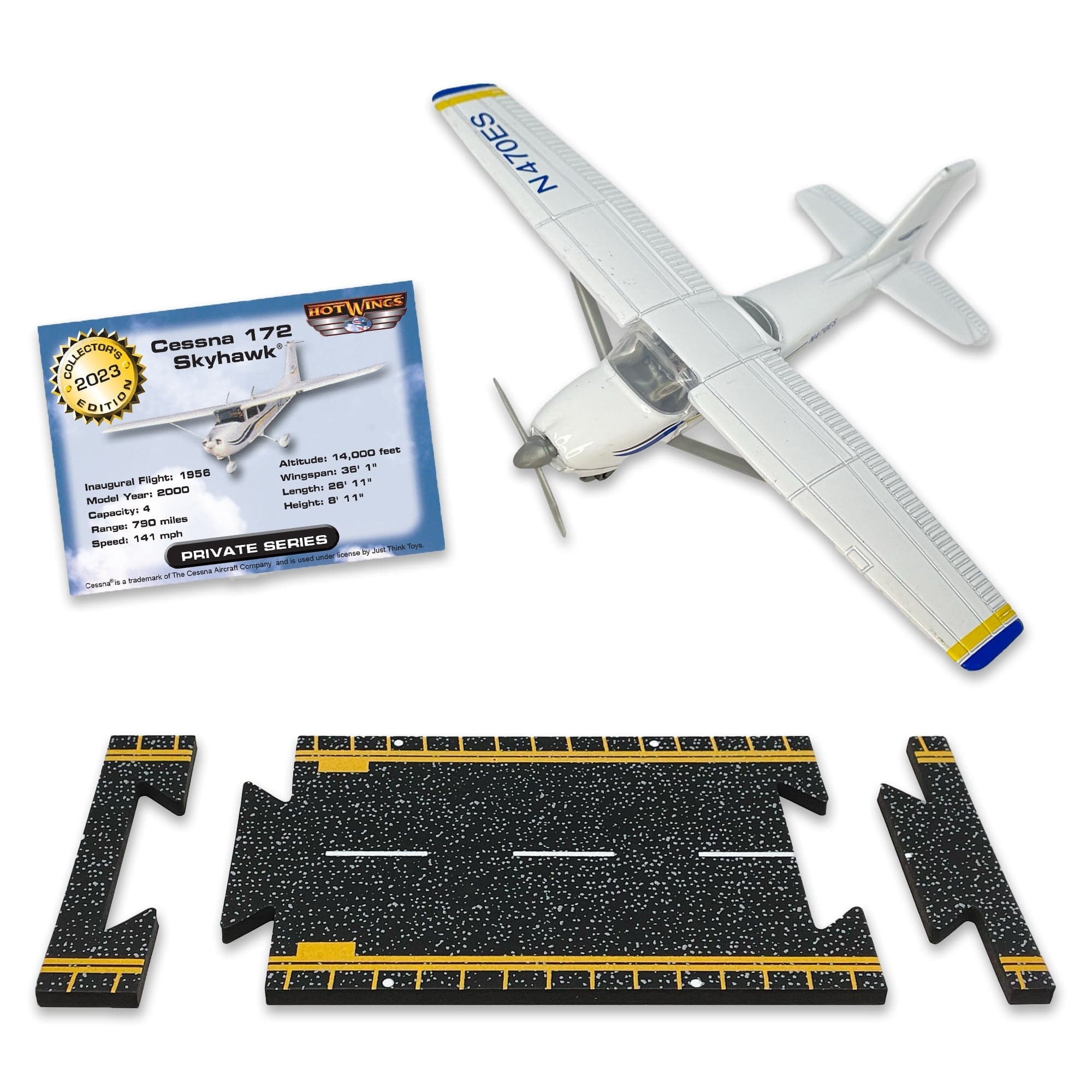 Hot Wings Die Cast Planes Hot Wings Cessna 172 Die Cast Aircraft with Connectible Runway