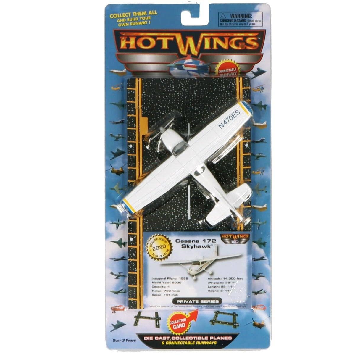 Hot Wings Die Cast Planes Hot Wings Cessna 172 Die Cast Aircraft with Connectible Runway