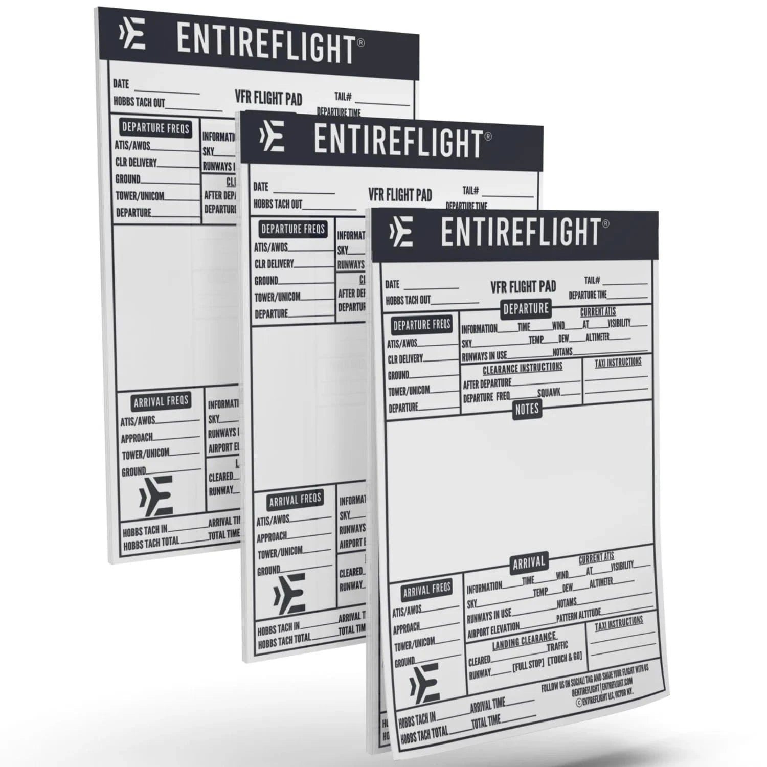 EntireFlight Forms & Checklists EntireFlight VFR Flight Pad 3-Pack: Triple the Organization, Triple the Convenience