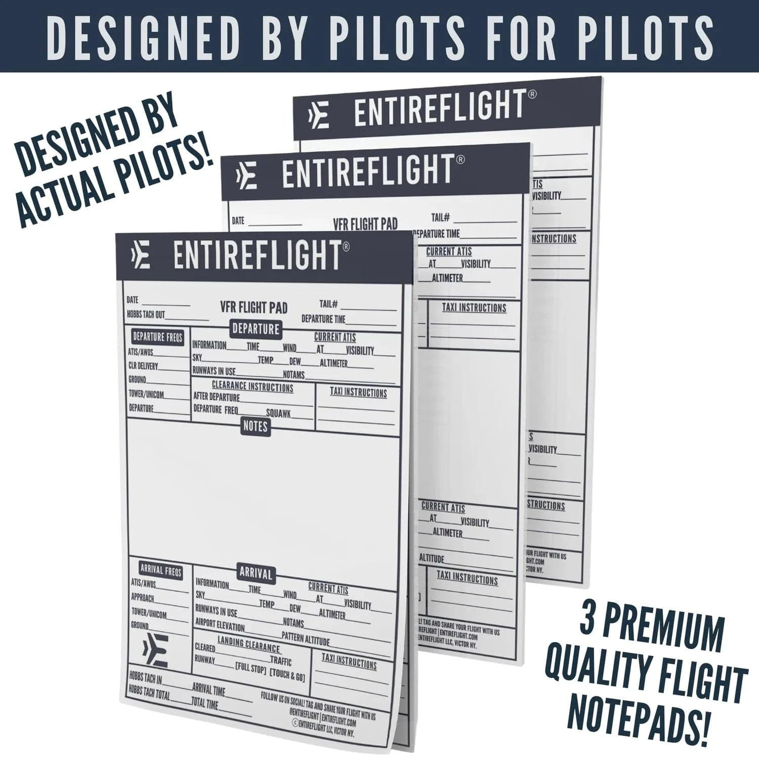 EntireFlight Forms & Checklists EntireFlight VFR Flight Pad 3-Pack: Triple the Organization, Triple the Convenience