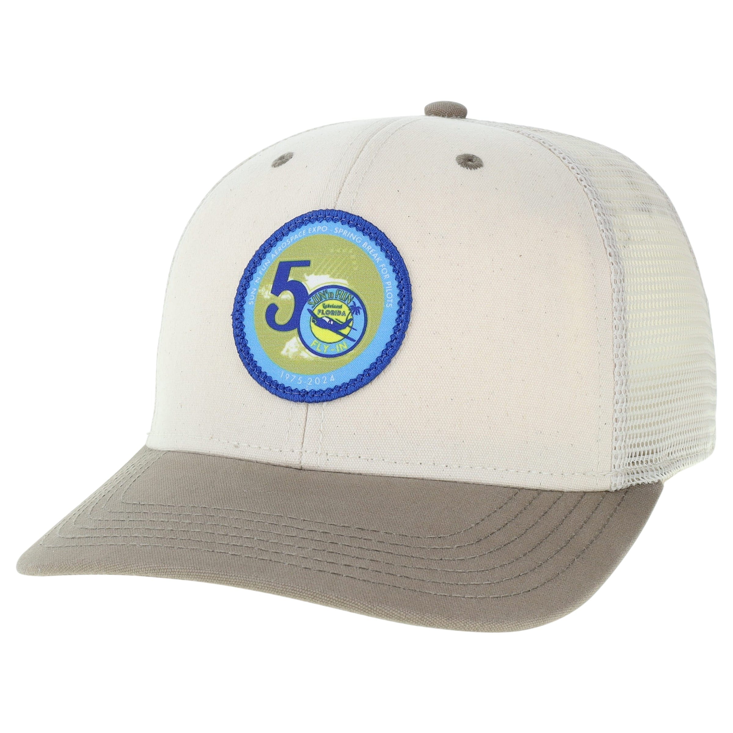 SUN 'n FUN Headwear SUN 'n FUN 50 Years Circle Printed Patch Stone/Clay Trucker Ball Cap