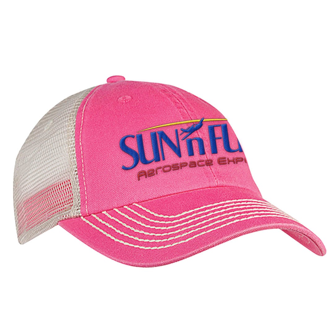 SUN 'n FUN Headwear SUN 'n FUN Hot Pink/Stone Mesh Back Velcro Closure Unstructured Ball Cap