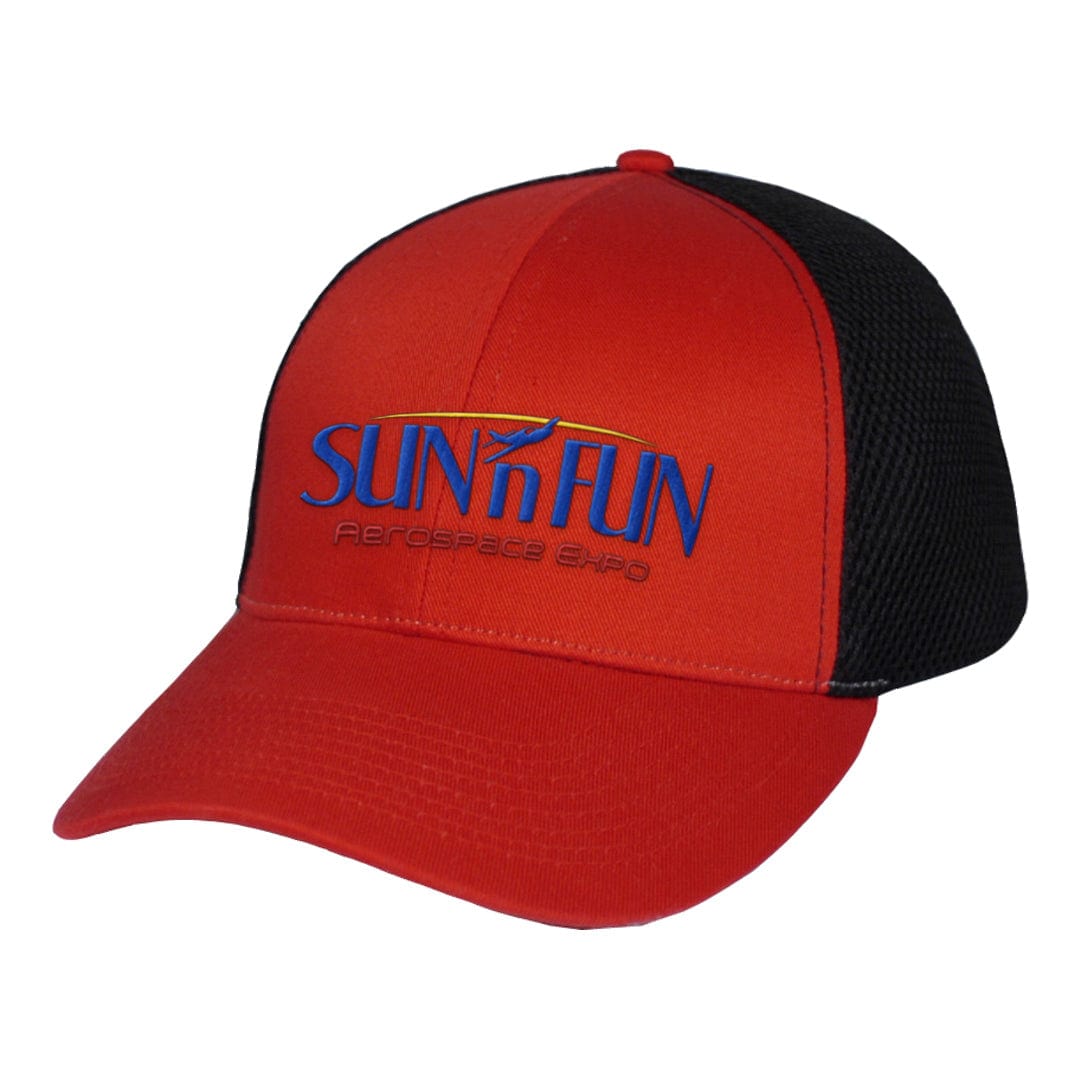 SUN 'n FUN Headwear SUN 'n FUN Red/Black Mesh Back Fitted Structured Ball Cap