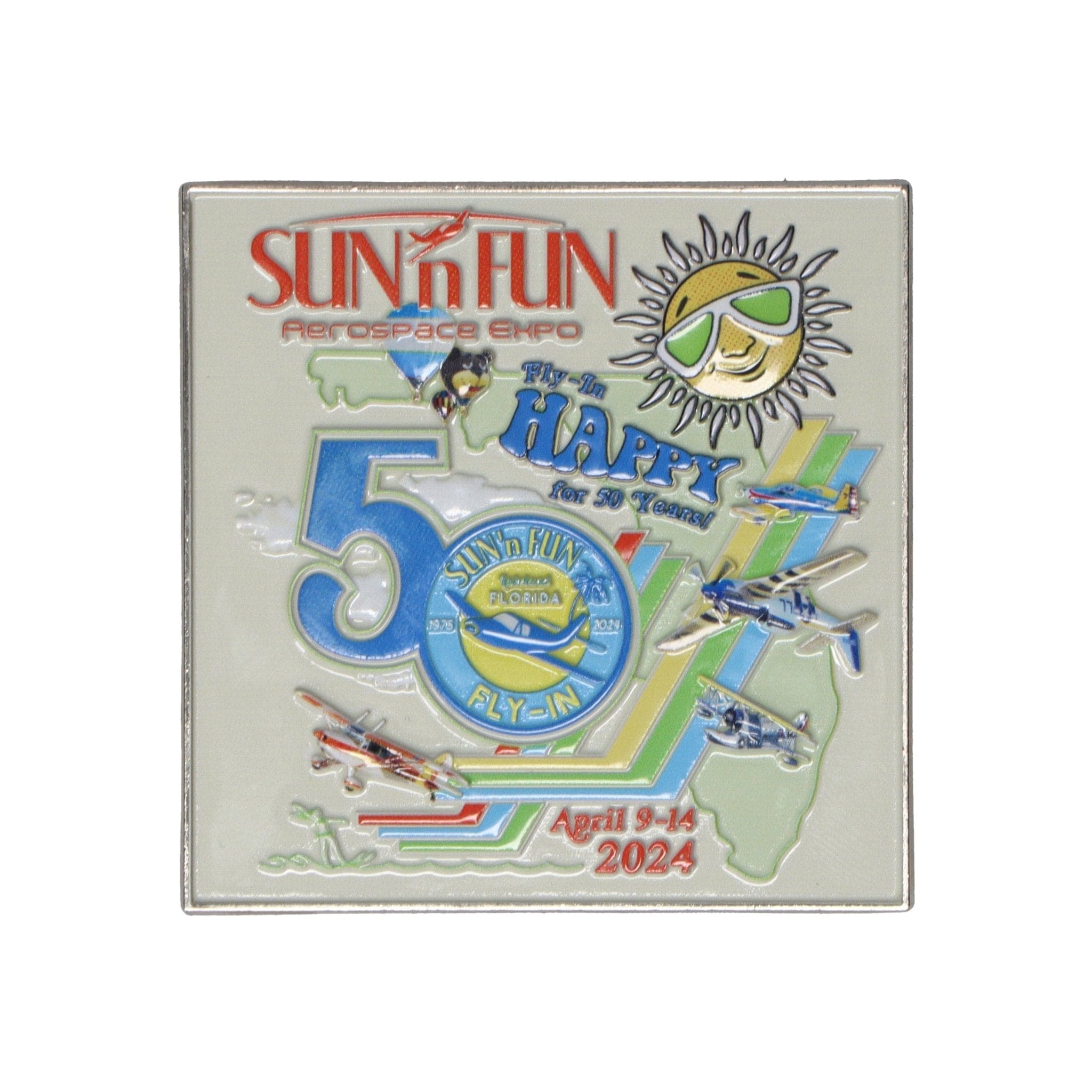 SUN 'n FUN Pins Patches Lanyards Keychains SUN 'n FUN 50th Poster Magnet